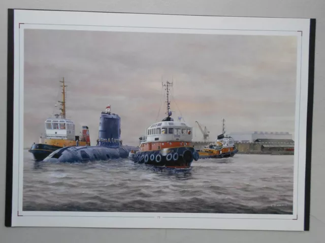 Naval Print : Hms Unicorn Upholder Class Submarine Leaving Laird Shipyard