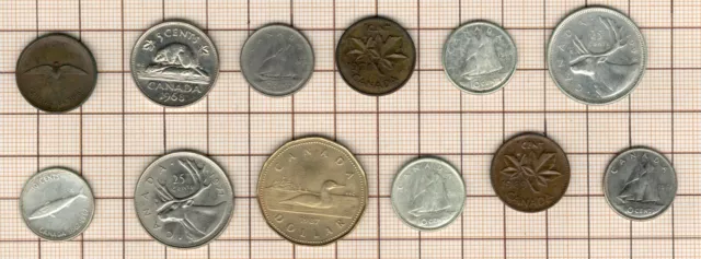 Canada   lot de 12 pièces dont  plusieurs en argent