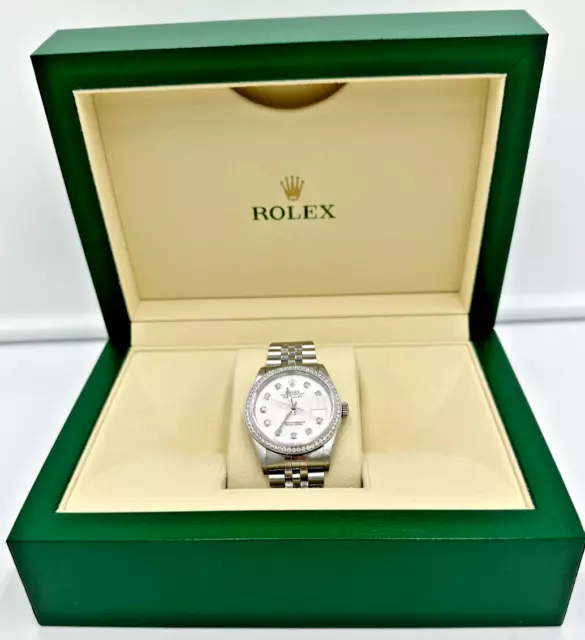 2006 Rolex Datejust White dial 36MM Custom VS Diamond Bezel  Watch