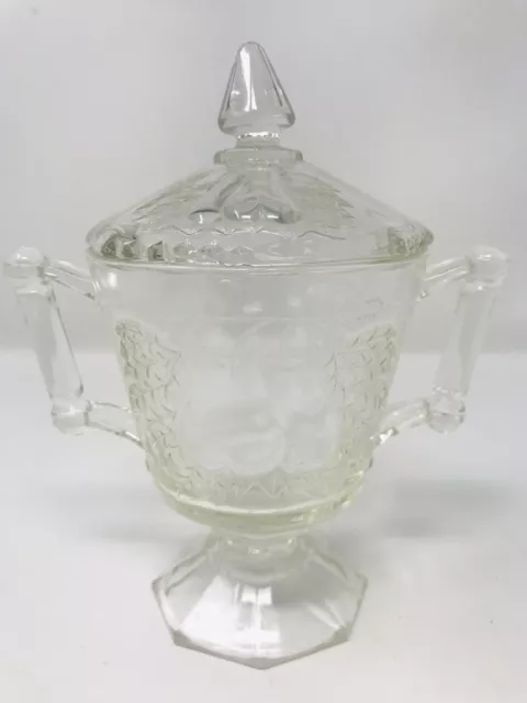 Vintage EAPG Adams BALTIMORE PEAR Gypsy Glass Sugar Bowl with Lid Clear
