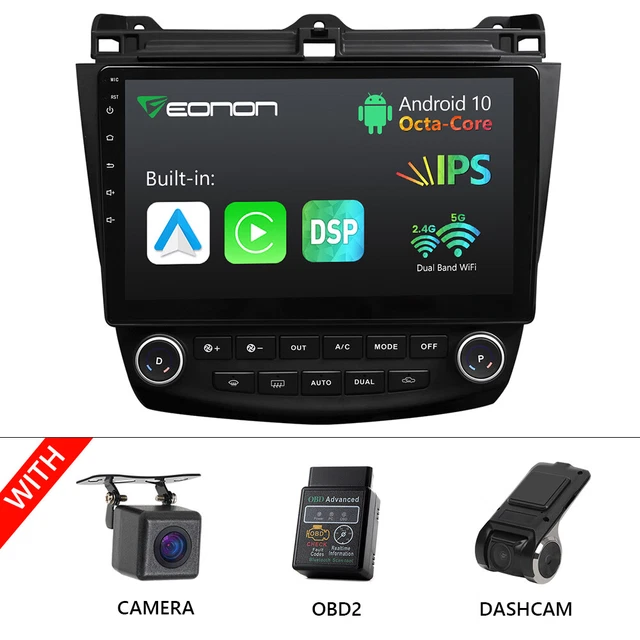 CAM+DVR+OBD+For Honda Accord 2003-2007 10.1" Android Stereo Car Radio GPS 8-Core