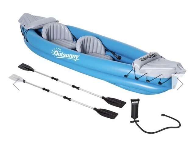 Uk Inflatable Kayaking OUTSUNNY INFLATABLE KAYAK Two-Person Inflatable Boat w/Air Pump Oars £ ...