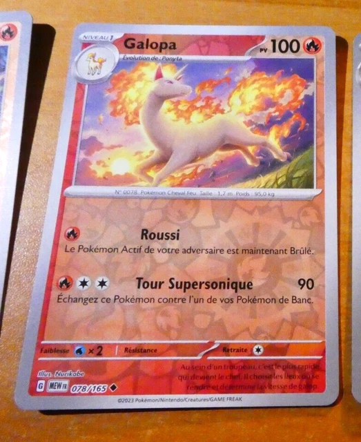 Pokemon 151 Card Reverse Holo Gallopa Cards 078/165 Mew Fr Vf Jcc Mint 2023