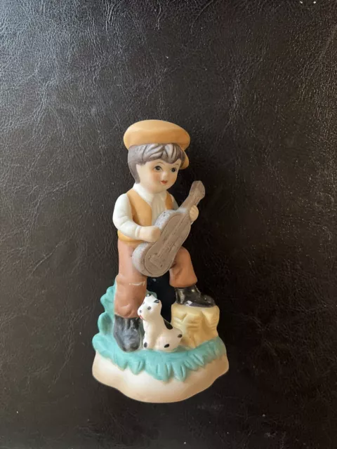 Boy with a Dog and a Guitar Porcelain Figurine Homco styling, no markings