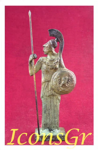 Athena Goddess Wisdom Spear Shield Ancient Greek Bronze Museum Statue Replica