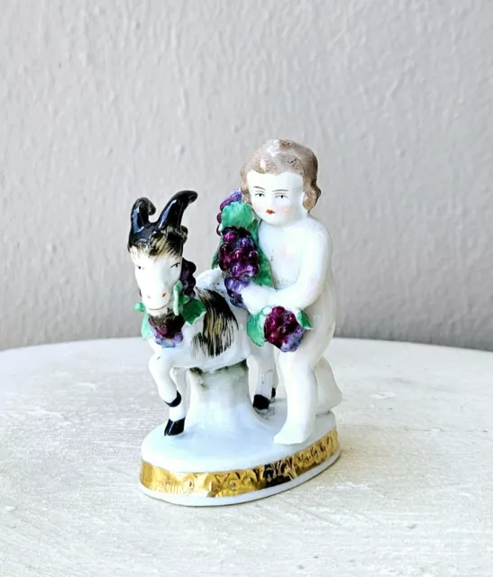 EDME SAMSON & Cie Antique Porcelain figurine of putti with goat. France 19th c.