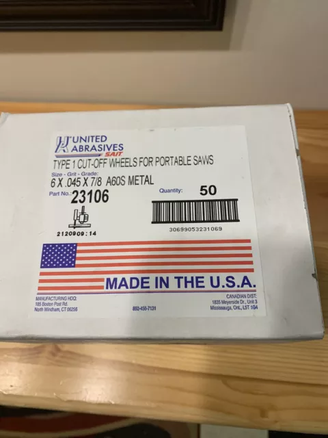 United Abrasives SAIT 23106 A60S 6x.045 x 7/8 In. Lot Of 100 NO BOX READ BELOW