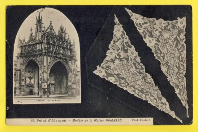 cpa DENTELLE POINT d'ALENÇON Notre Dame LACE Modèle de la MAISON HUIGNARD