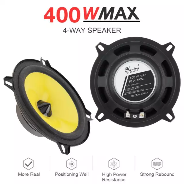 2x 5 Inch 400W Full Range Frequency Car Speaker Heavy Mid-bass Modified Speakers