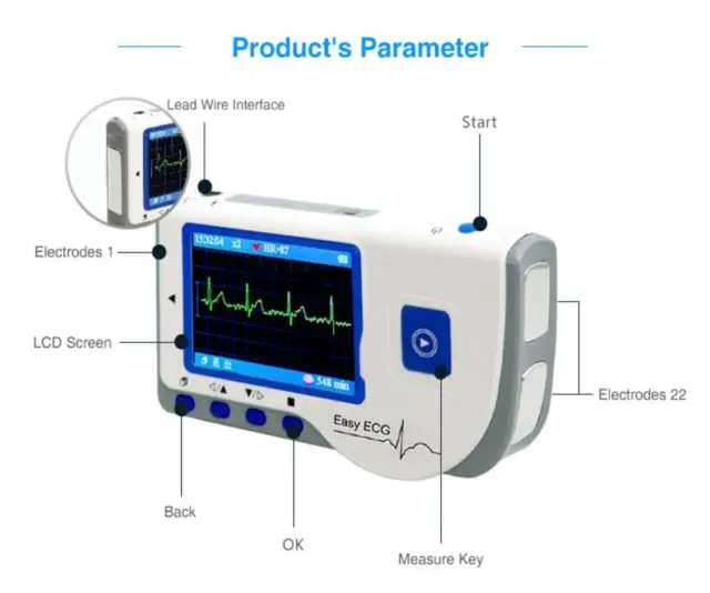 PC-80B Handheld ECG Monitor Portable EKG Monitor Color LCD Patient Monitor 3