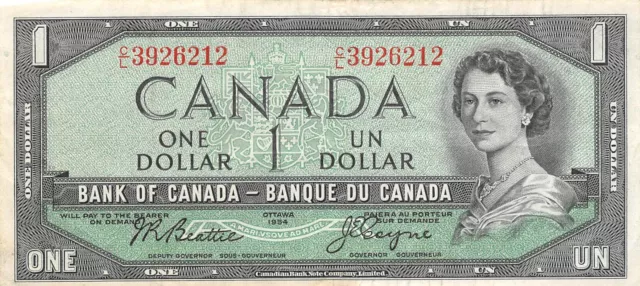 Canada  $1  1954  Series  C/L  Que. II   Circulated Banknote XW