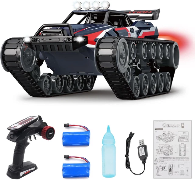 Mostop Carro Armato Telecomandato 1/12 4WD, 2.4GHz, 360° Rotazione, A Spruzzo, Con Luci LED, Per Bambini E Adulti, Off-Road