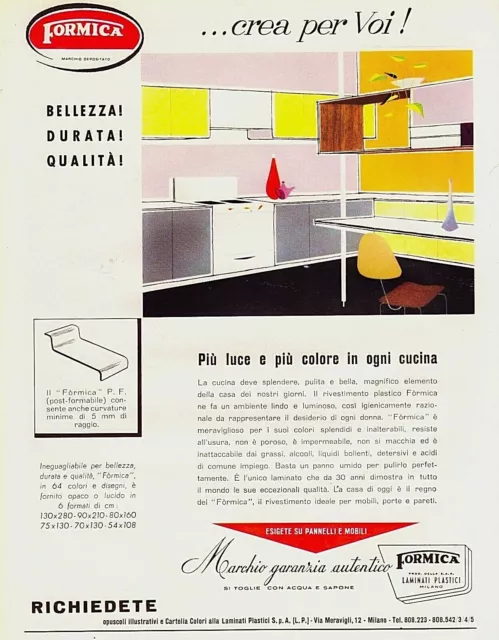 Anni ' 60 * Pubblicità Originale Laminati Plastici, Solo Formica E' Formica  Italia - Mynumi