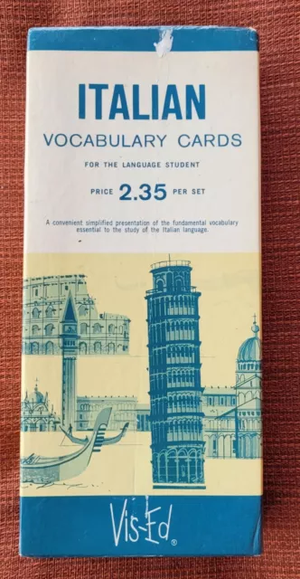 Vintage Italian Vocabulary Flash Cards Visual Education Dayton Ohio