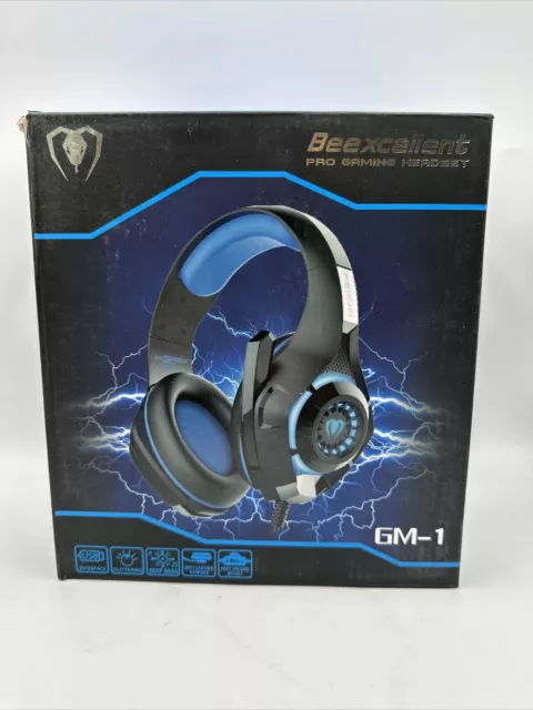 Beexcellent GM-1 Pro Gaming Headset Gaming Kopfhörer mit Mikrofon & LED Blau