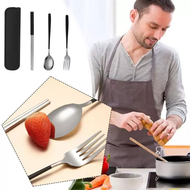 Tableware Portable Cutlery Set Dinnerware Set Stainless Steel Travel 3pcs/set