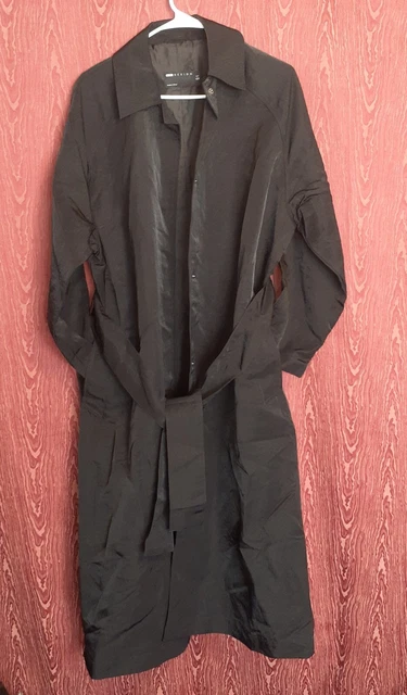 NWT ASOS Design TRENCH COAT WOMEN'S Sz US 2 Belted Collared 2 Pockets BLACK