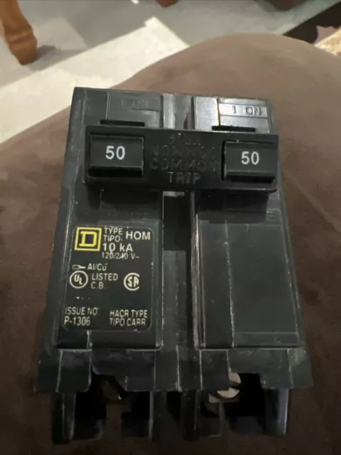 Square D HOM250 50A Miniature Circuit Breaker 240V *Damaged Label