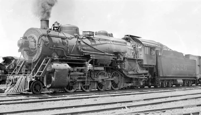 AT&SF SANTA FE Railroad locomotive engine No. 3226 type 2-8-2 OLD TRAIN ...