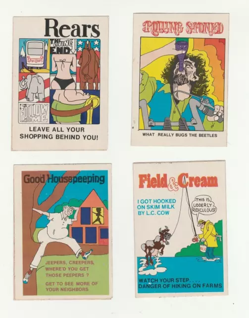 (4) 1973-1974 Fleer Crazy Covers Stickers Vintage Rolling Stoned NOS