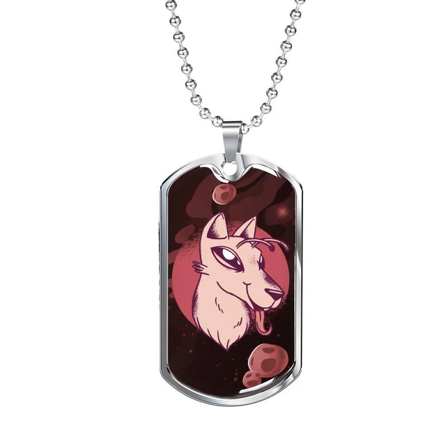 Alien UFO Fan Gift Alien Dog Necklace Stainless Steel or 18k Gold Dog Tag 24" Ch