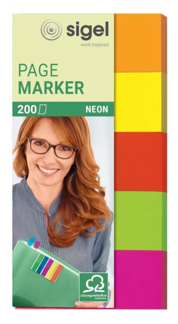 SIGEL HN650 Index Page Markers, 5 x 40 strips, Orange/Yellow/Red/Green/Pink 1 pi