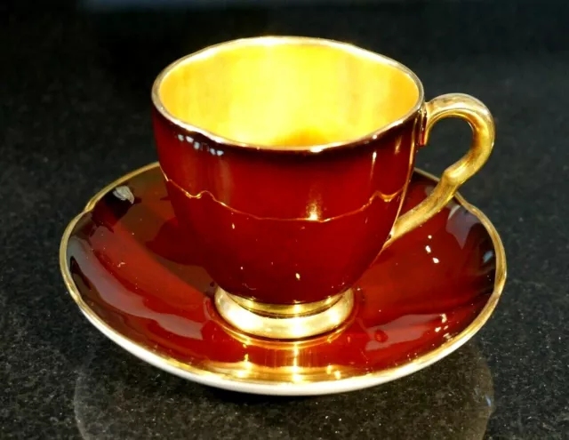 Beautiful Carlton Ware Rouge Royal Coffee Cup And Saucer