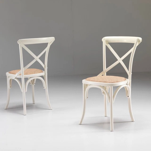Avorio Sedie Decapate Bianche SET SEDIE Cross Bianco Crema Shabby