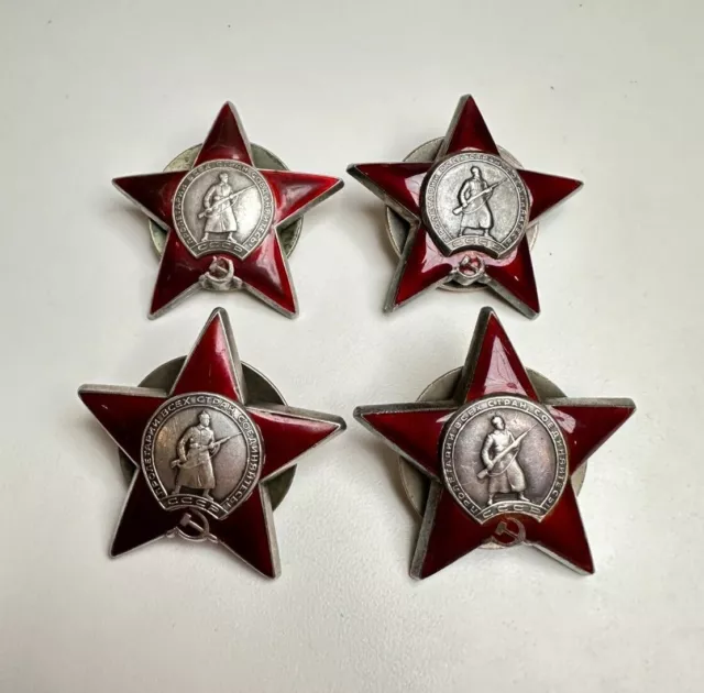 Lot of 4 Russian USSR Soviet Order Of The Red Star Badge Pin Great Condition