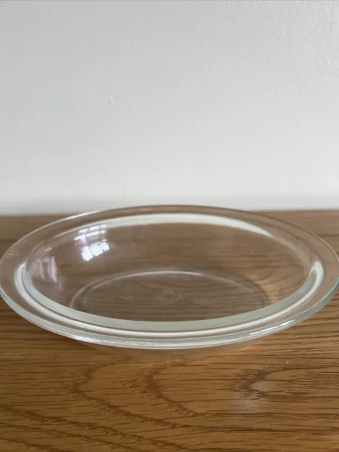 JAJ Pyrex Clear Glass Oval Pie Small Dish with Lipped Rim Very Good Vintage