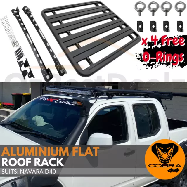 Cobra 4x4 Flat Roof Rack Aluminium Platform Steel Brackets Fits Navara D40