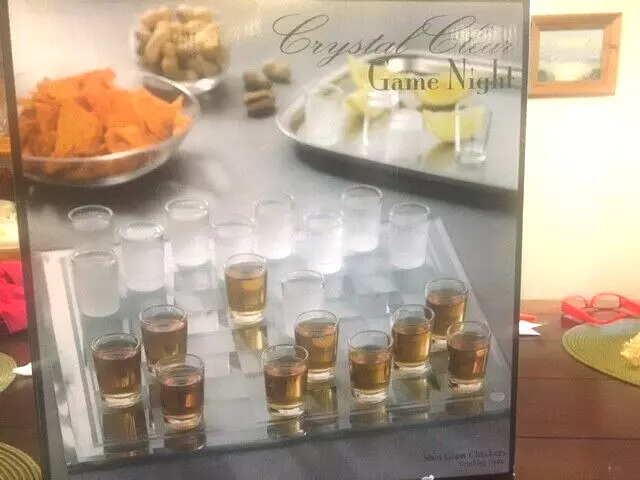 Crystal Clear Game Night Tic Tac Toe Shot Glass Drinking Game