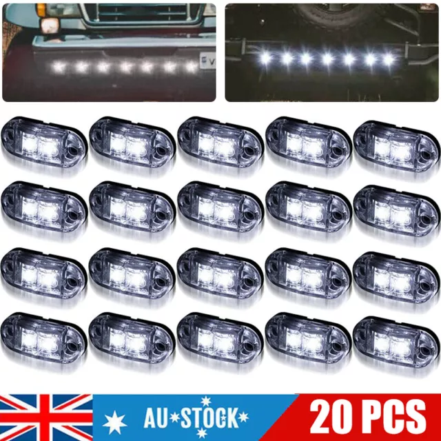 20X LED Side Marker Clearance Lights White Indicators Lamp Trailer Truck Caravan