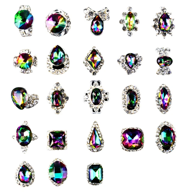 20 pz abbellimenti unghie ab nail art 3d ciondoli unghie trapano in lega unghie