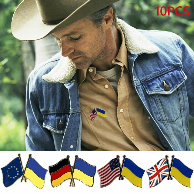 Ukraine UK Brooch Country Flag Lapel Pin Badge