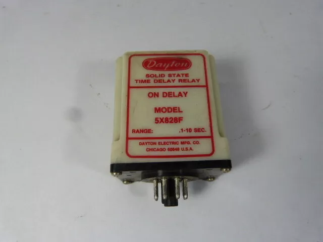 Dayton 5X828F Time Delay Solid State Relay .1-10Sec 120VAC  AS IS