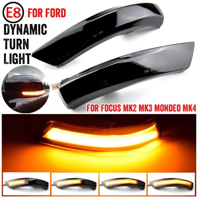 2 LED Dynamic Wing Door Mirror Indicator Turn Signal Light For Ford Focus MK 2 3