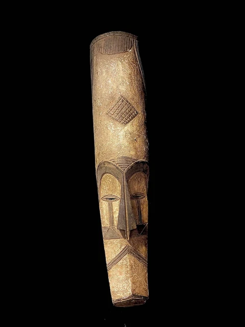 African Tribal Vintage Hand Carved Fang Mask Ngil Society Large Gabon  -3381