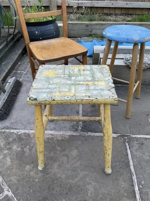 Vintage,old Milking Stool , Solid Pine