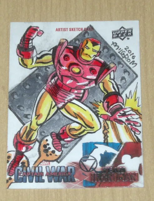 2016 UD Marvel Captain America Civil War sketch card Al Milgrom IRON MAN 1/1