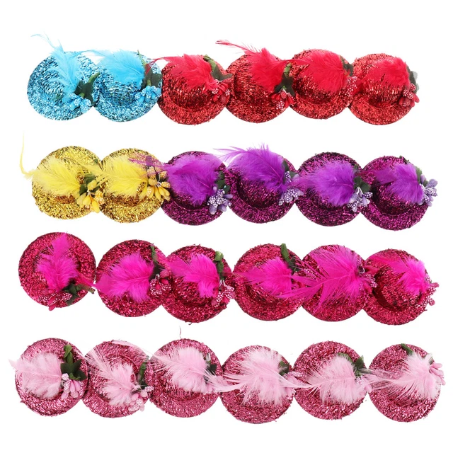 24 PIEZAS Sombrero de boliche Mascota Cabeza de lentejuelas Encantadora Mascota Vestir Sombrero Mascota Prendas para la cabeza