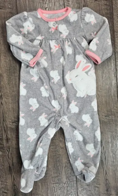 Baby Girl Clothes Child Mine Carter's 3-6 Month Fleece Bunny Footed Outfit