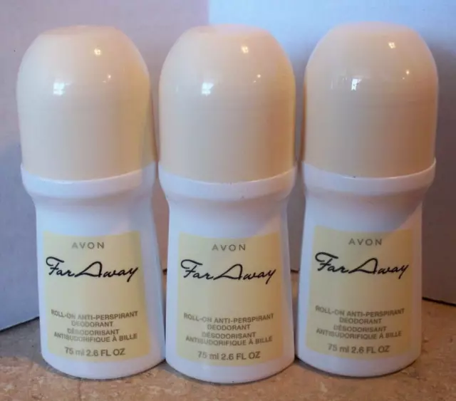 Avon Far Away Roll-On Anti-Perspirant Deodorant Bonus Size 2.6 Oz PACK OF 3