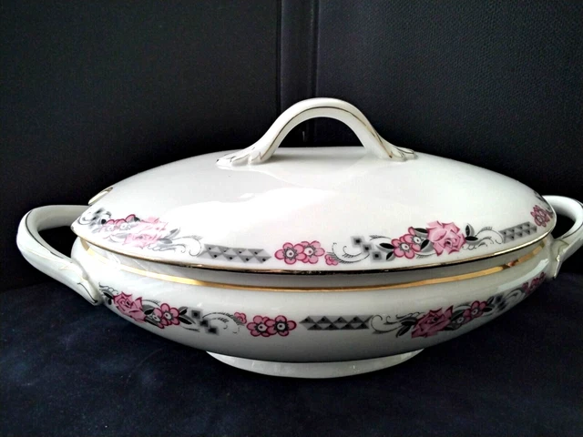 Soupière ancienne en porcelaine  Art Déco     NOUVEAUTE