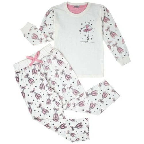 Ballerina Bambine Rosa Confetto Stampa Pigiama 2 Pezzi Cotone Set Età 2-13 Anni