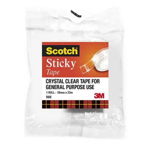 18MMX33M Scotch Sticky Tape Clear General Purpose Adhesive Tear Construction