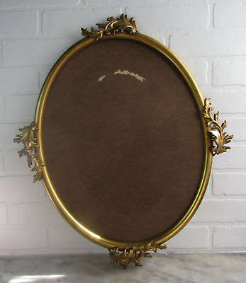 Antique Victorian Oval Ornate Metal Frame & Back LARGE 23.5" X 19.5" ~LEAVES