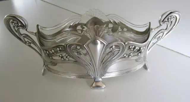 WMF Art Nouveau Jardiniere, Centre Piece, Silver Plated, Glass Liner, Circa 1900