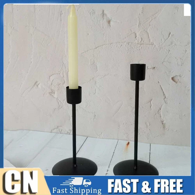 2 piezas Portavelas geométricas Exquisito Soporte para Boda (Negro)
