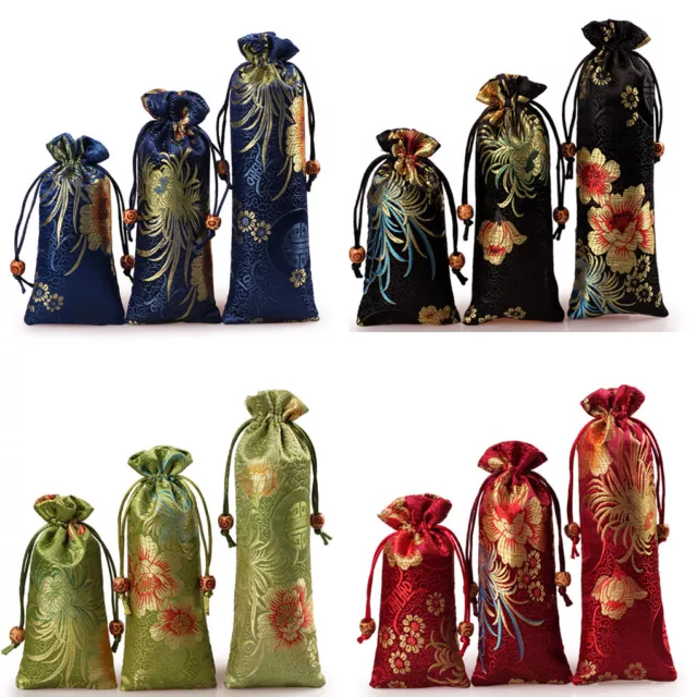 Lot 4 Silk Drawstring Jewelry Pouch Gift Bags Party Wedding Favor Present Bag